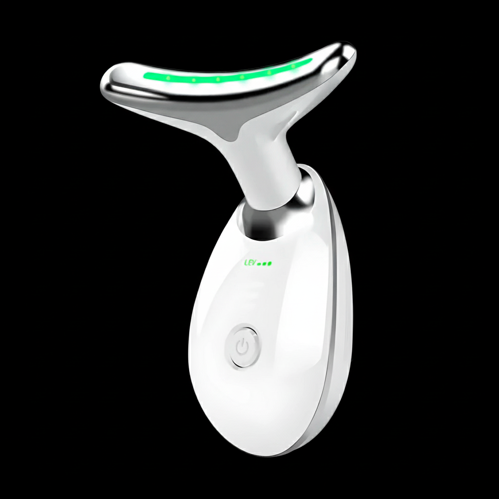 White Handheld LED facial massager for anti-aging skincare