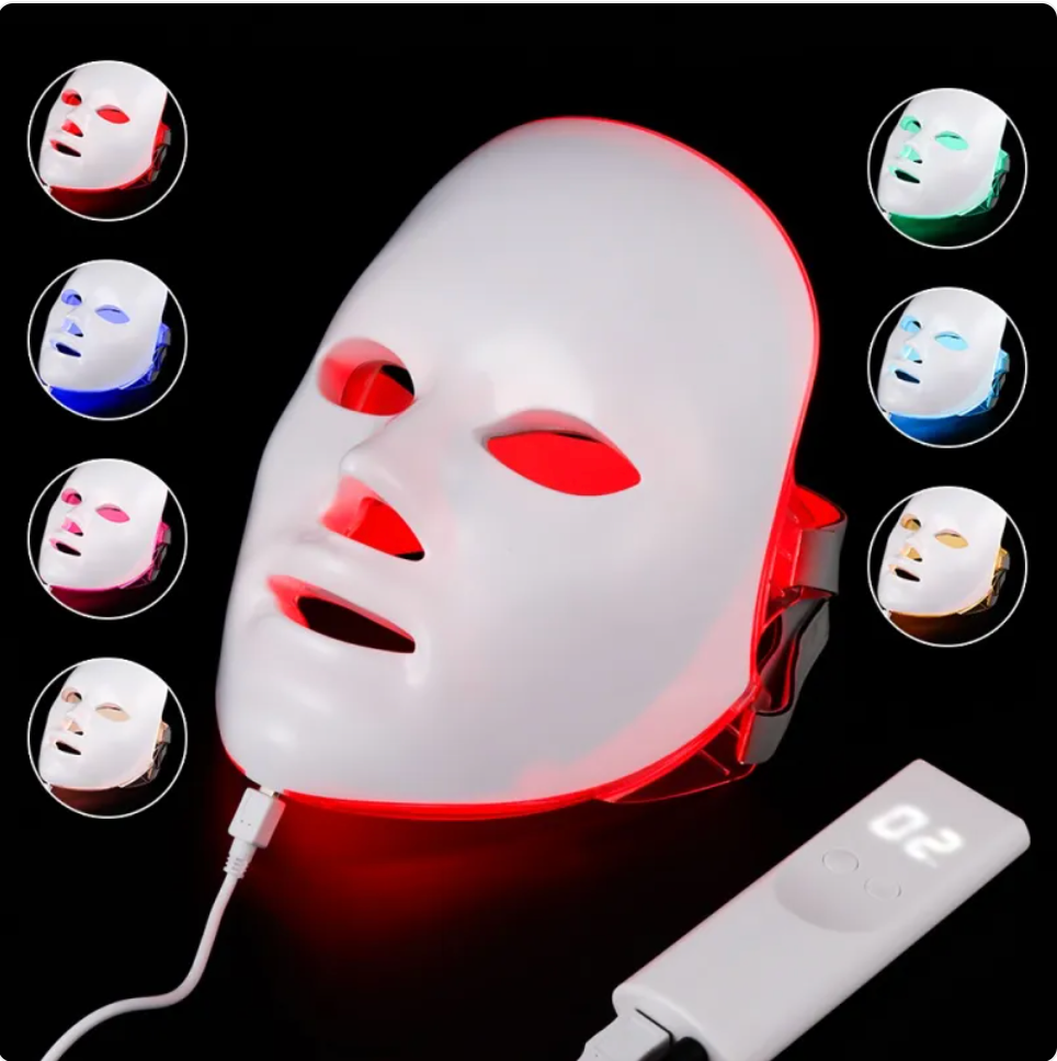 LED light therapy face mask with 7 colors for skin rejuvenation